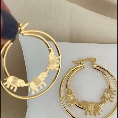 18k Gold Filled Elephant Hoop Earrings price Is Firm