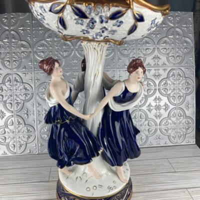 **SUPER RARE** ROYAL DUX Czech Republic PORCELAIN Cobalt Blue THE THREE GRACES!!