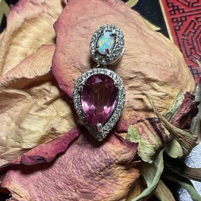 Pink Tourmaline and Opal Pendant