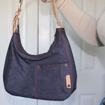 Vintage STUNNING denim mini bag with red