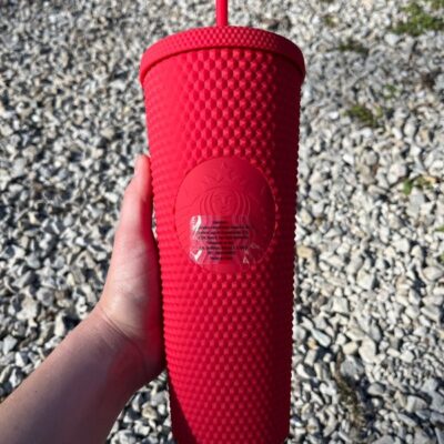 Starbucks Matte ‘Chili’ Vibrant Red Studded Bling Tumbler