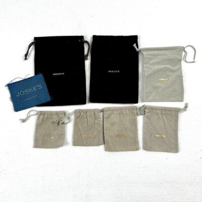 Vintage Joskes Drawstring Dust bag Lot 7 Jewelry & Watch Pouch Cover ~ Gold Logo