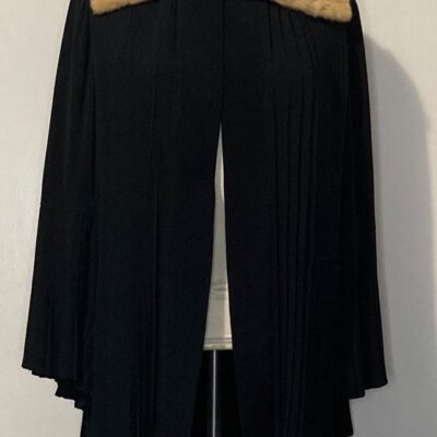 Vintage Pleated Jacket With Fur Trim Bell Sleeve