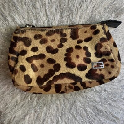 Fendi pony hair animal print zip pouch