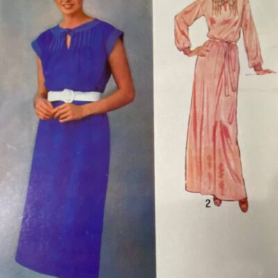 1980s Simplicity 8986 Misses Pullover Dress Belt 10 – 20 Cotton Silk Crepe