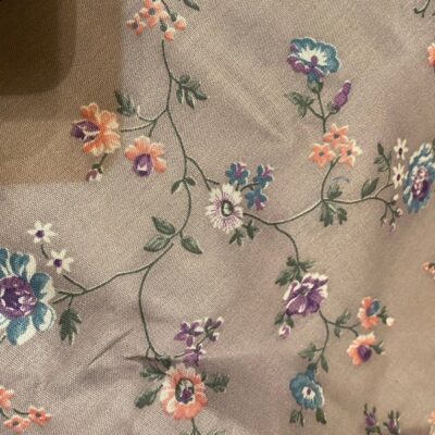 Vintage floral fabric#3-gray w/flowers on vine (4.05 yards)