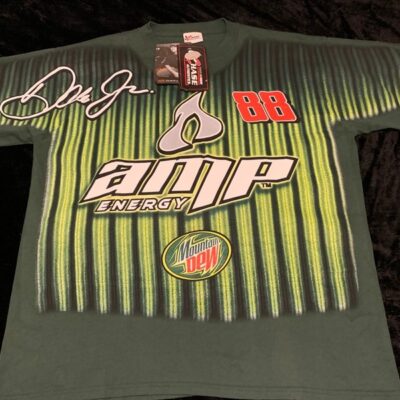 Mens Large Vintage Y2K Dale Earnhardt Jr NASCAR AOP T-Shirt