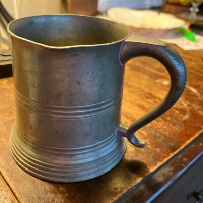 OLD MUSTY ALE Glass Bottom Advertising Mug Etched Circa 1895 Pewter