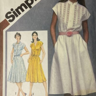 1981 Simplicity 9894 Misses Pullover Dress 6 – 14 Cotton Linen Silk Broadcloth