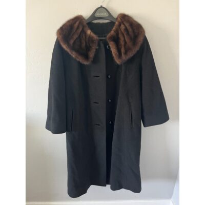 1950s Neusteters Womens Car Coat Jacket Furlaine Mink Fur Collar