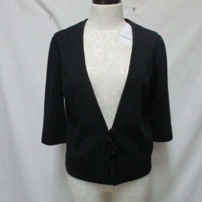 Edlo Belgium Vintage Cardigan Wool Sweater black w/ bow RARE Size Sz Medium Md M