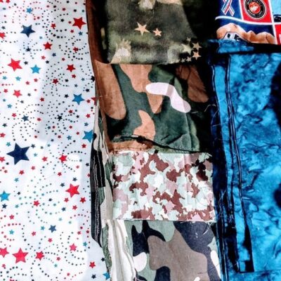 Military red white and blue cotton fabric lot