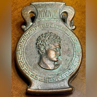 Vintage Solid Bronze Antique HERMES & NIKE Greek God Goddess War Spring Clip