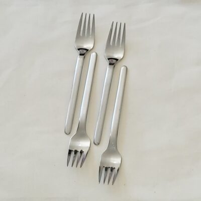 4 VTG MCM Present La Mode Stainless Korea Flatware Silverware Salad Forks Lot 7″