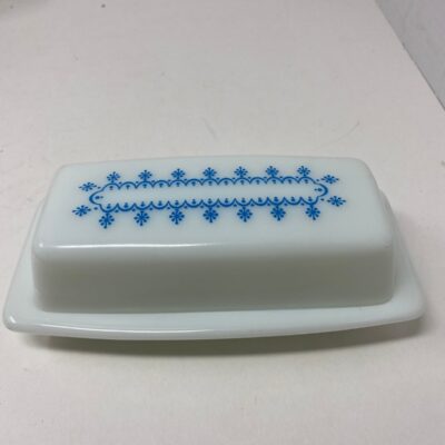 Vintage Pyrex Butter Dish Snowflake Garland Milk Glass