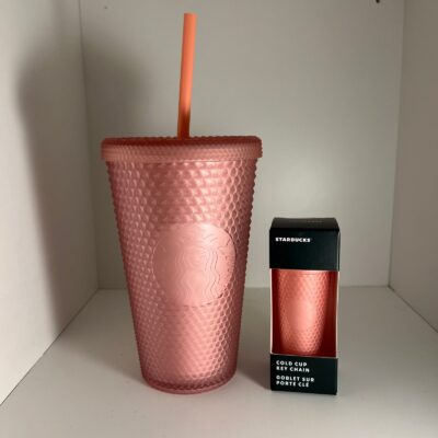 Starbucks Valentines 2022 Studded Tumbler & Keychain Set – Pink Lemonade