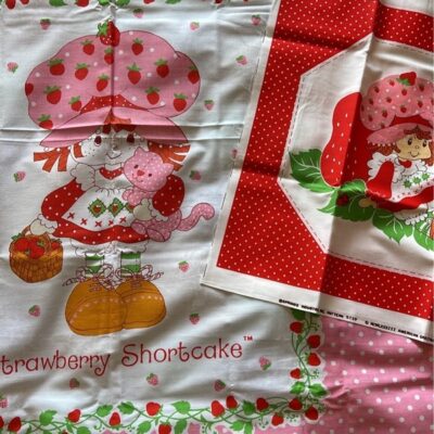 Vintage strawberry shortcake fabric panel and pillow panel