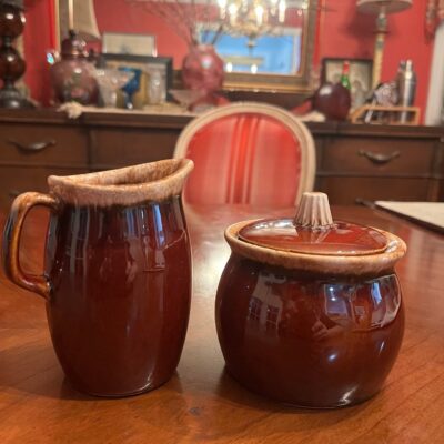 Vintage Hull Brown Drip Glaze  Cream & Sugar Set. MCM. Farmhouse. Cottage.