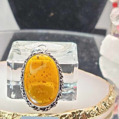 NATURAL SILVER 925 AMBER PENDANT #1001