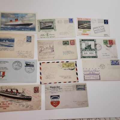 Lot of 11 Ocean Liners Cunard Envelopes Cunard Meter Slogan Stamps Ship Graphics