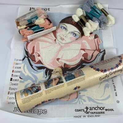 VTG Unused Penelope Coast Anchor Needlecraft Kit MR208 Pierrot 19×15 In Tube