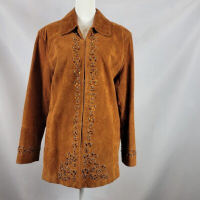 Draper’s & Damon’s Petites Jacket Vintage Rhinestones Beads Leather Size PXL