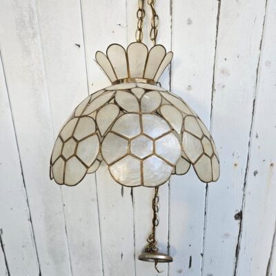 Vintage Capiz Shell Floral Hanging Lamp Cieling fixture