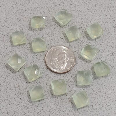 Lot Square Faceted Prehnite Beads LOT 1