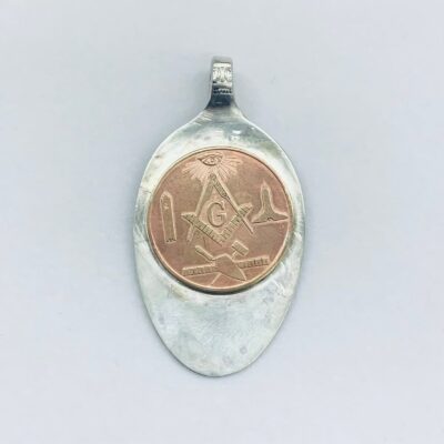 Handmade 950 Silver Laureate 1968 Spoon + Copper Freemason Coin Pendant Charm