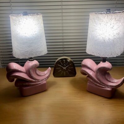 Vintage MidCentury Table Lamp Pair plus Shades