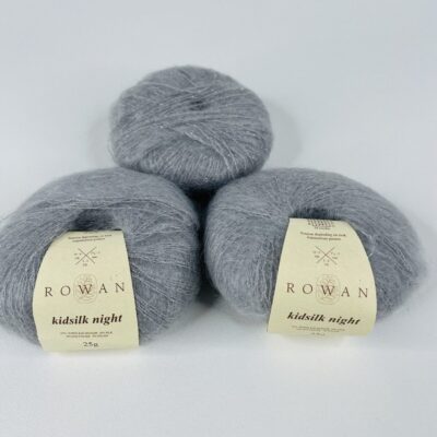 3 Rowan Kidsilk Night Yarn # 608 MOONLIGHT Gray 1 USED – 68 Grams Total Metallic