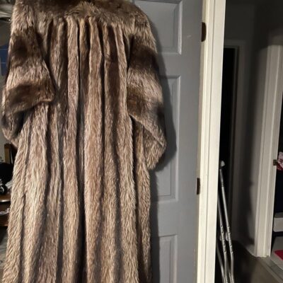 Raccoon full length fur coat size Large