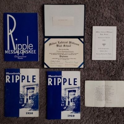 3 Yearbooks, Diploma+, Oakland Maine Williams HS Messalonskee Ripple 1949-1950