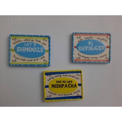 Handpainted 3 Ceramic Refrigerator Magnets Shmooze Shvigger Mishpacha Jewish