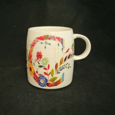 Anthropologie Starla E Halfmann Monogram Letter C Petal Palette Coffee Mug Cup