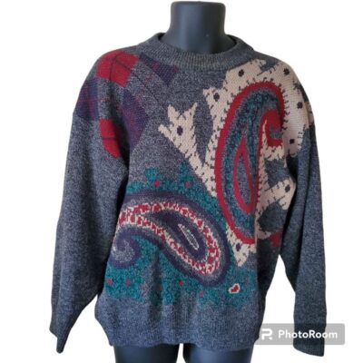 Vintage 80s Sears paisley pullover sweater medium