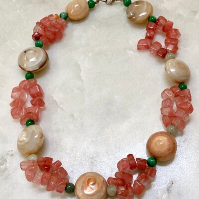 Antique Agate, Rose Quartz, & Jade necklace