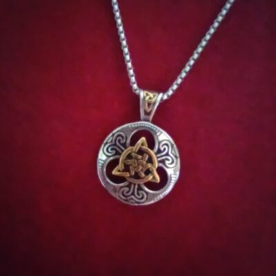 Two-Toned Trinity Knot Medallion Necklace