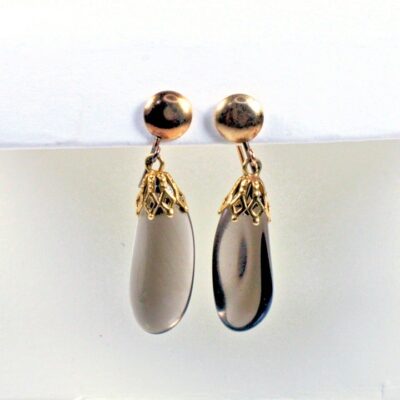 Vintage 14k and Smoky Topaz French Screw Back Earrings