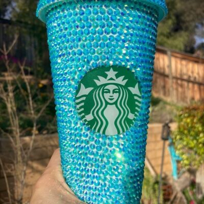 Turquoise Starbucks Rhinestone Cold Cup Tumbler