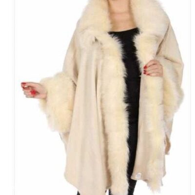 Large faux fur wrap Light Beige