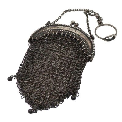 Vintage Antique Sterling Silver Necklace Chatelaine Coin Purse