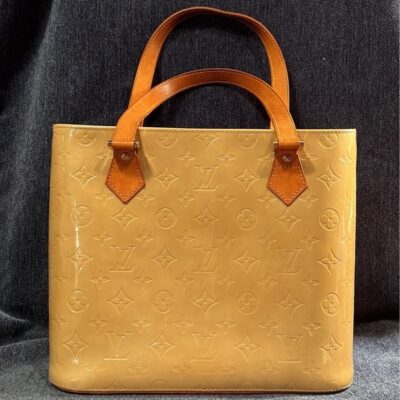 Authentic Louis Vuitton Yellow Monogram Houston Patten Leather Shoulder Bag