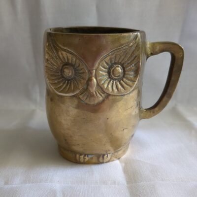 Vintage Brass Owl Mug.