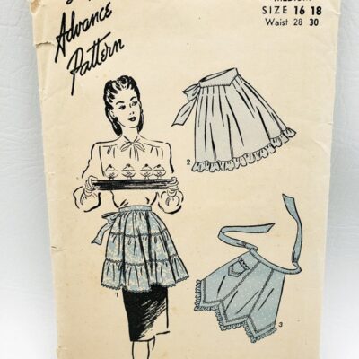 Short Half Hostess Apron Sewing Pattern 1940s Uncut FF Advance 4025 Medium 16-18