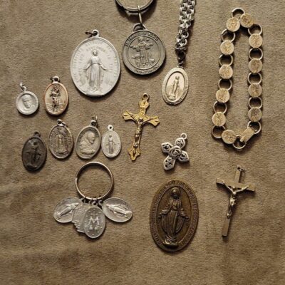 15 old religious pendants 3 crosses