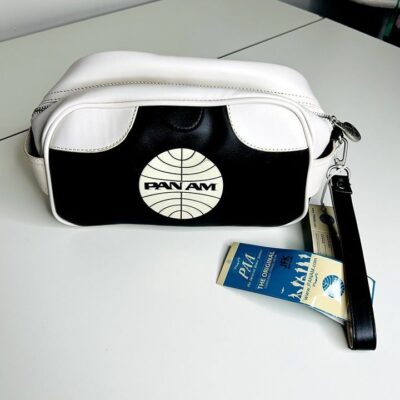 NWT RARE Retro Pan Am Originals Airline Wash Bag Black & Off White Color block