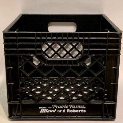 Vintage Prairie Farms Hiland and Roberts Dairy Black Plastic Milk Crate 13x13x11