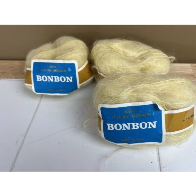 Vintage Bon Bon 100% Italian Mohair Yarn 40 Gram yellow lot of 3