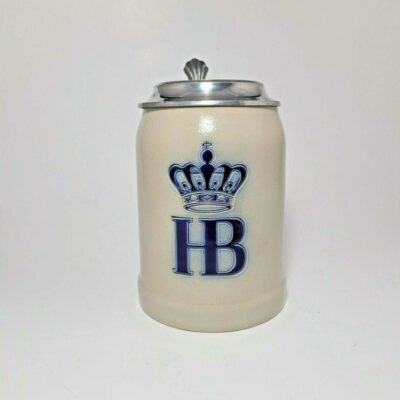 HB Hofbrauhaus Munchen Erbo Zinn 0.5L Salt Glaze Stein Pewter Lid Germany Stamp